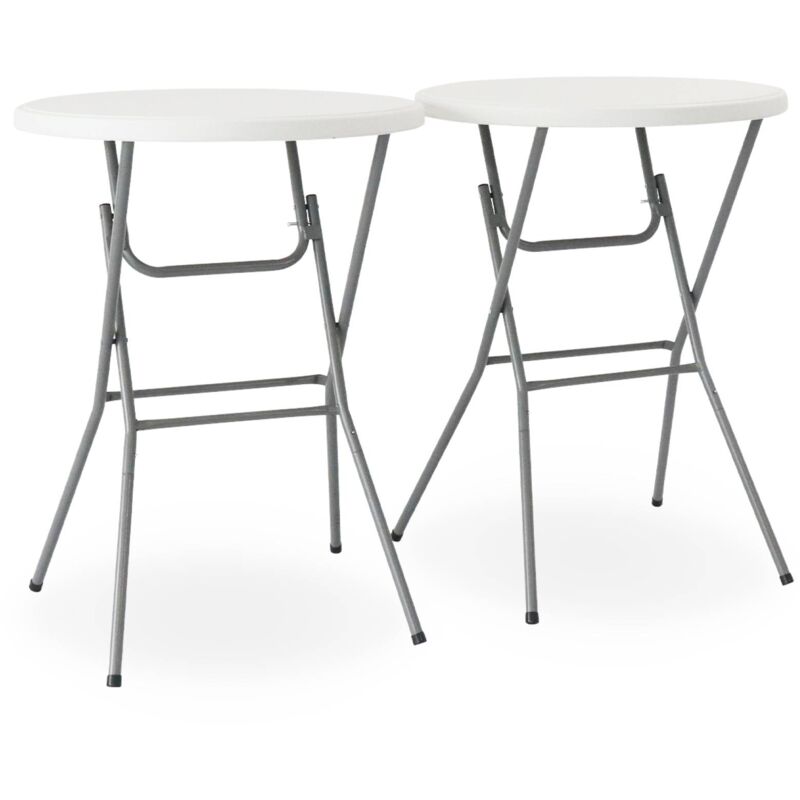 Sweeek - Pair Of Foldable Tables, Gala Tables X2, White, 81x81x110 Cm