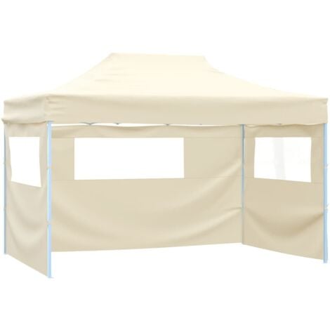 Foldable Tent with 3 Walls 3x4.5 m Cream