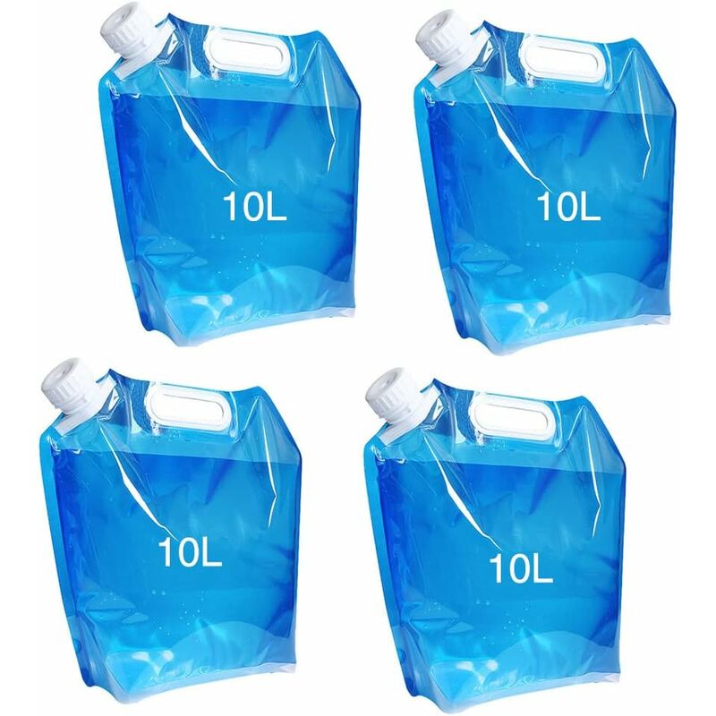 Foldable water canister, 4 pieces 10L folding canister, foldable water container, BPA-free, portable drinking water canister for camping, hiking,