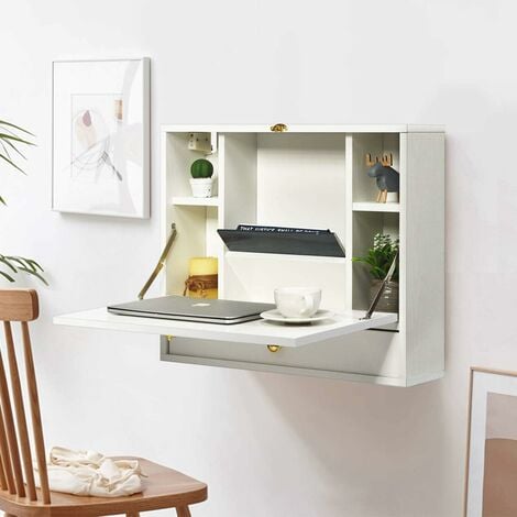 Foldable Wooden Wall Mounted Desk Floating Home Office Computer