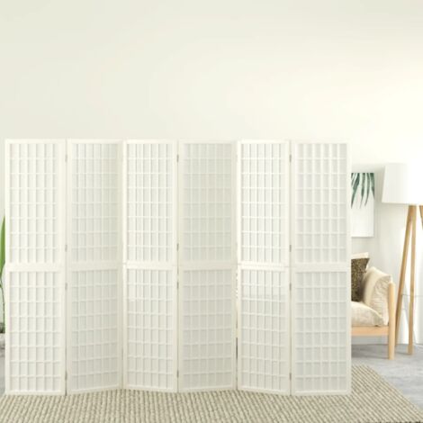 Folding 6-Panel Room Divider Japanese Style 240x170 cm White vidaXL