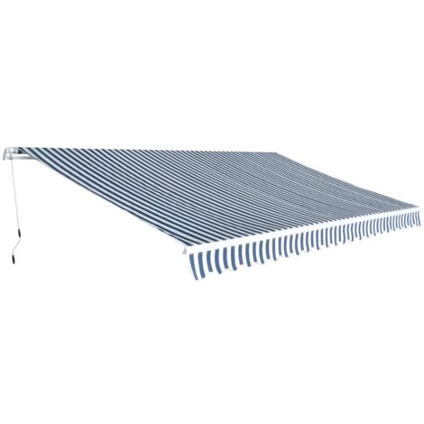 Folding Awning Manual-Operated 500 cm Blue and White vidaXL