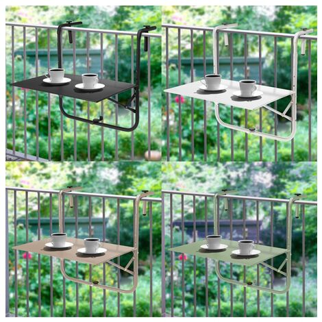 Costway folding balcony deck table patio small side stand hanging deals railing adjustable