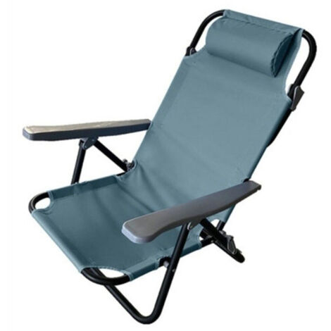 Chaise Pliante De Plage Avec Sac à Dos - Dossier Réglable, Accoudoirs, Coussin, 110x65x65cm