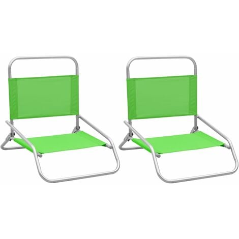 Folding Beach Chairs 2 pcs Green Fabric vidaXL