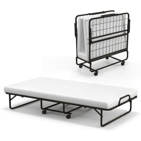 Folding Bed Rollaway Guest Bed Fold up Sleeper Bed  W/ 10cm Memory Foam Mattress