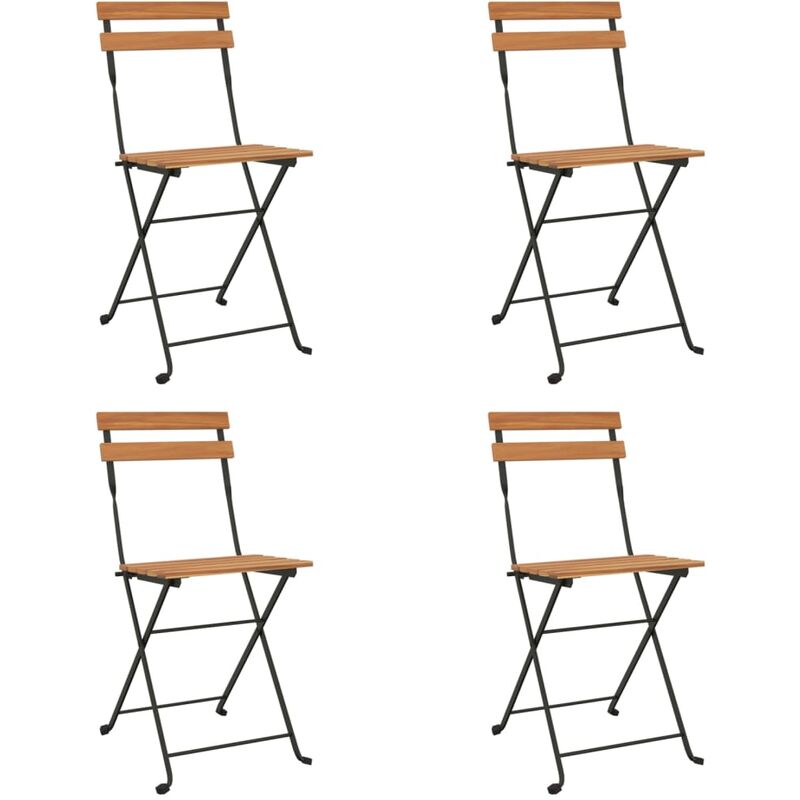 Folding Bistro Chairs 4 Pcs Solid Wood Teak And Steel Vidaxl
