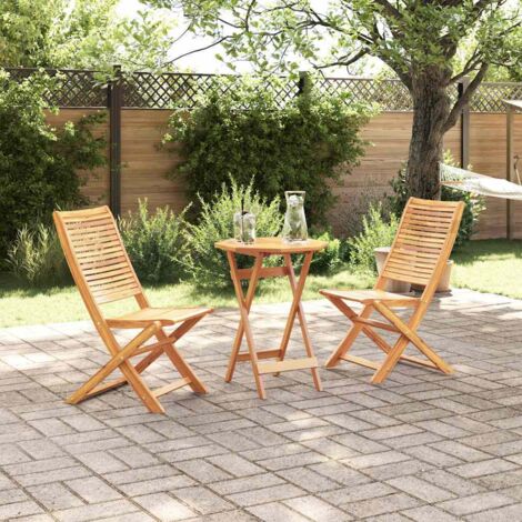 Folding Bistro Set Folding 3 pcs Brown Solid acacia wood vidaXL
