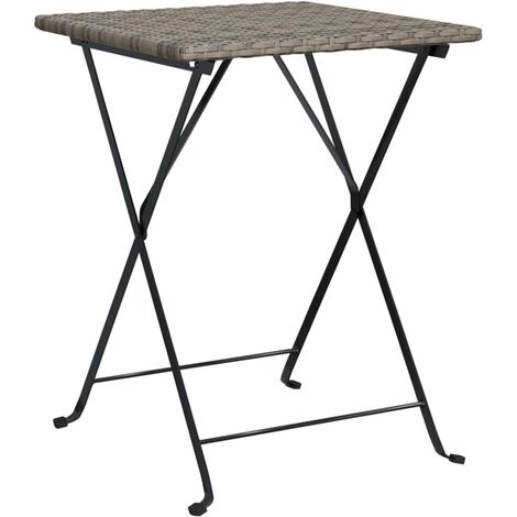 Folding Bistro Table Grey 55x54x71 cm Poly Rattan vidaXL