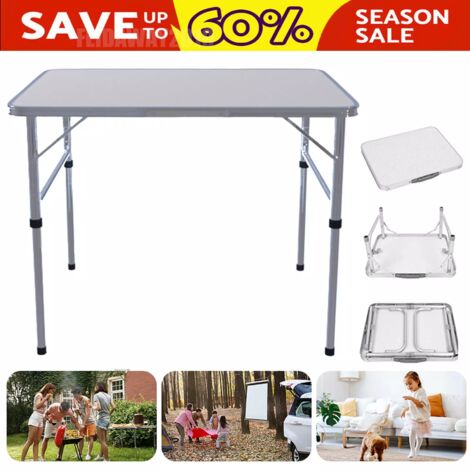 Folding Camping Table Adjustable Height Picnic Tables Outdoor Indoor BBQ Kitchen