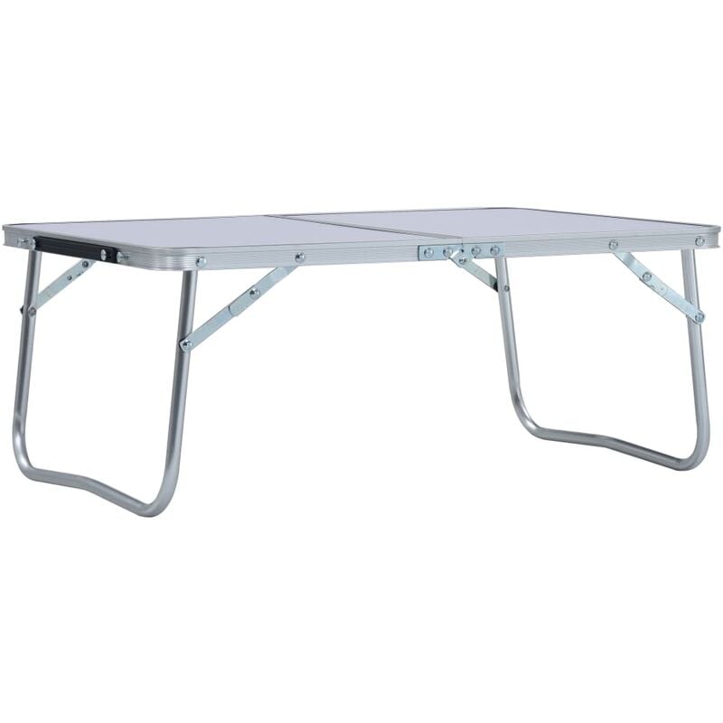 Folding Camping Table White Aluminium 60x40 cm Vidaxl