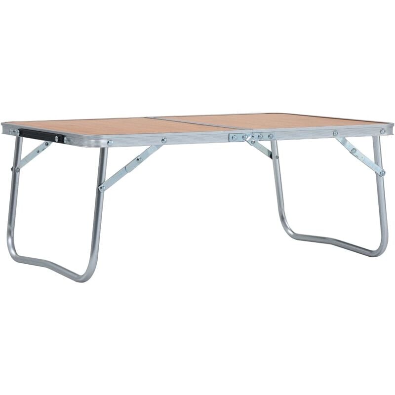 Folding Camping Table Brown Aluminium 60x40 cm Vidaxl