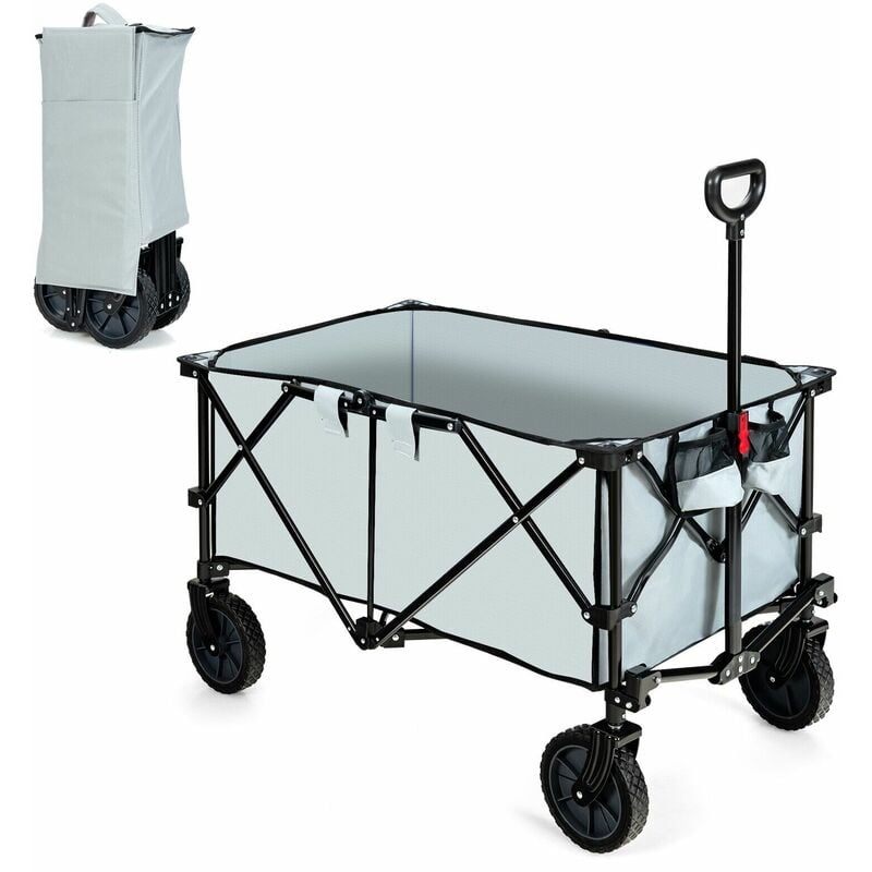 Costway - Folding Camping Wagon Collapsible Beach Garden Trolley Buggy Shopping Cart 212L