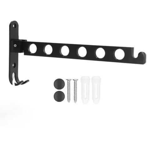 Folding Clothes Hanger Space Saving 90° Collapsible Laundry Drying Rack with 6 Holes Black