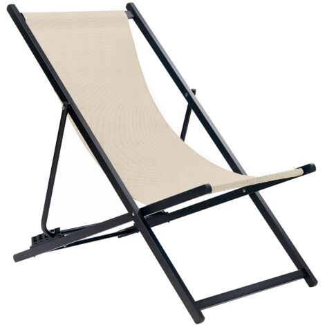 Folding Deck Chair LOCRI II Metal Beige