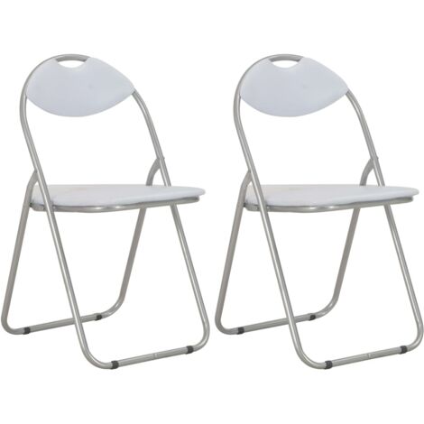 Folding Dining Chairs 2 pcs White Faux Leather vidaXL