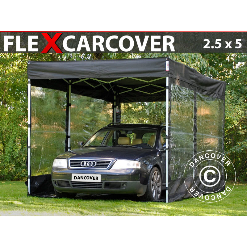 Folding garage FleX Carcover, 2.5x5 m, Black