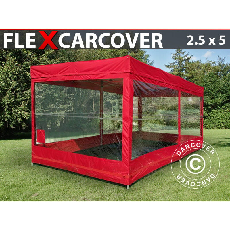 Folding garage FleX Carcover, 2.5x5 m, Red