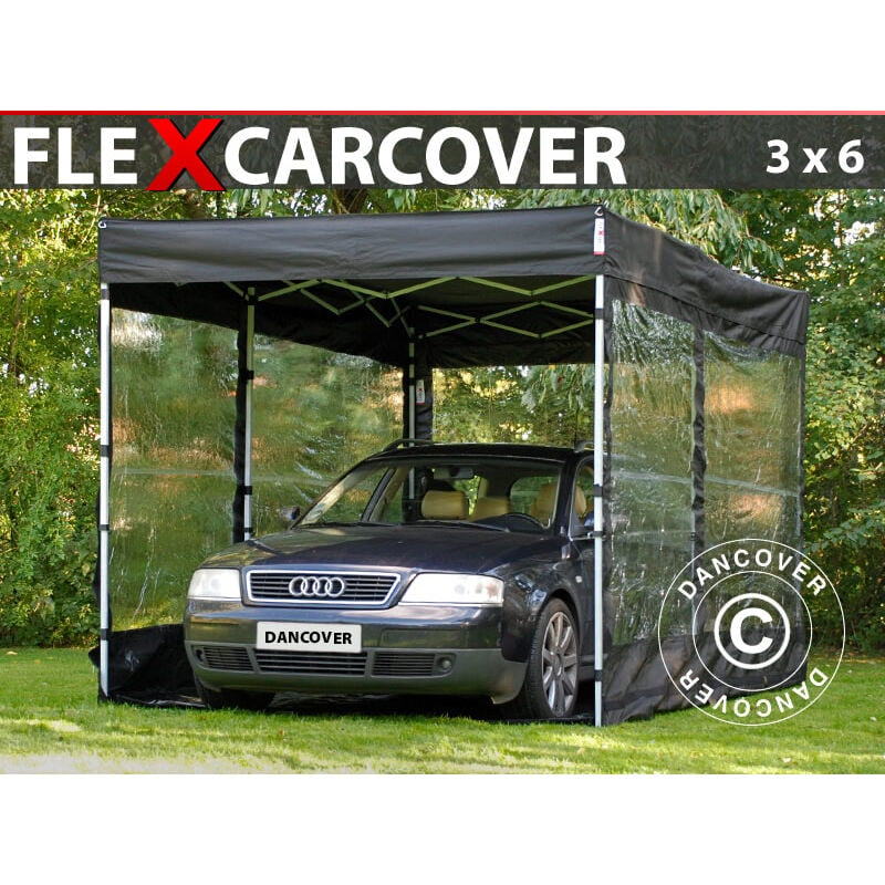 Folding garage FleX Carcover, 3x6 m, Black