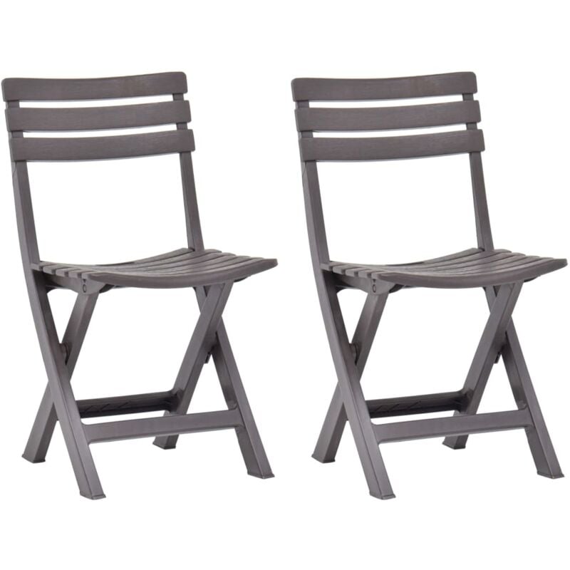 Folding Garden Chairs 2 pcs Plastic Mocha Vidaxl