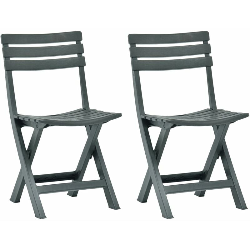 Folding Garden Chair 2 pcs Plastic Green Vidaxl