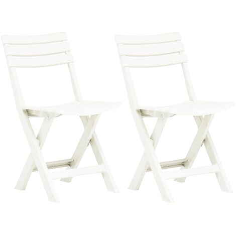 Folding Garden Chairs 2 pcs Plastic White