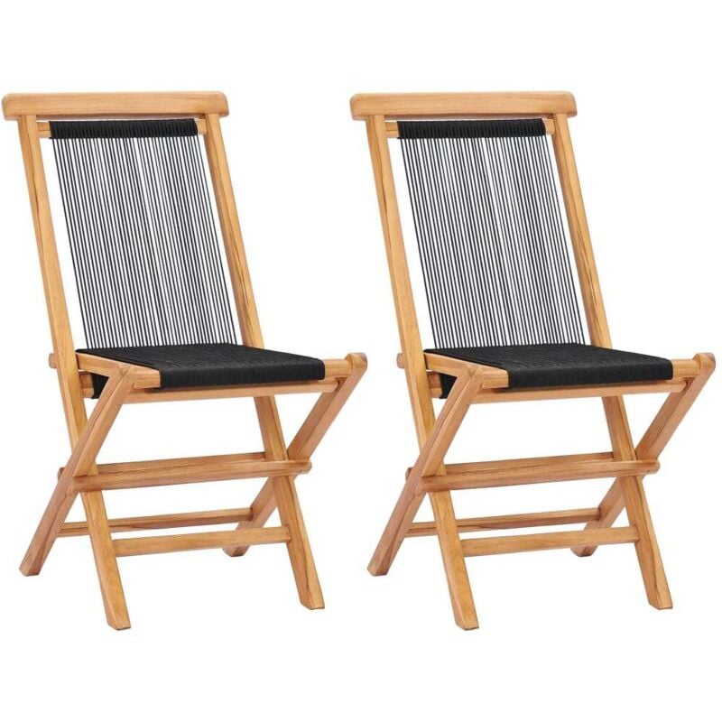 Vidaxl - Folding Garden Chairs 2 pcs Solid Teak Wood and Rope