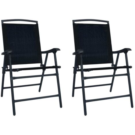 Folding Garden Chairs 2 pcs Texilene Black vidaXL