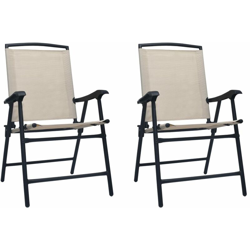 Folding Garden Chairs 2 pcs Texilene Cream Vidaxl