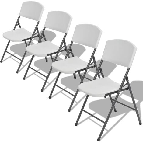 Folding Garden Chairs 4 Pcs Steel And Hdpe White