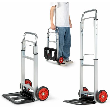 Folding Hand Truck Heavy Duty Sack Barrow W/Telescopic Handle All-Terrain Wheels