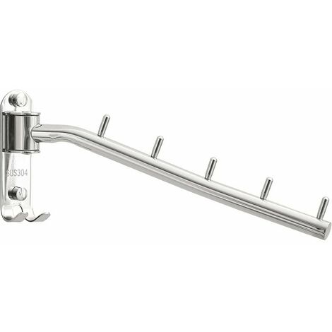 Folding Hanger, Stainless Steel Swing Arm Hanger, Clothes Hanging System Cabinet Drying Manager Storage Chrome Wall Mounted (Silver)