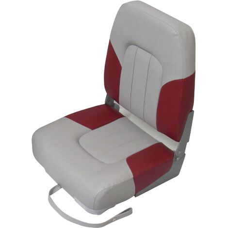 Folding High Back Boat Seat  &x28Red Grey Fishing Yacht Upholstery Replacement&x29