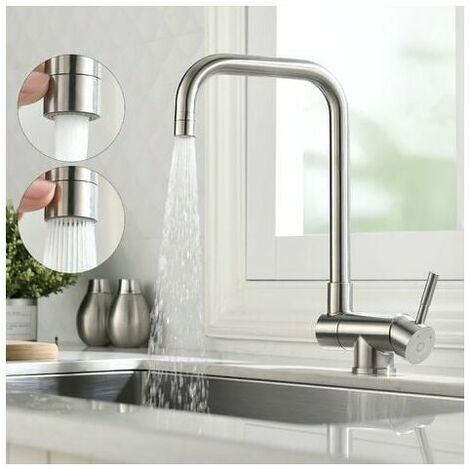 Folding Kitchen Mixer Tap with 2 Choice of Jets Kitchen Faucet Under WiFolding Kitchen Taps 360° Swivel Spout Folding Sink Mixer Tap Wiin Brass Stainless Steel 304