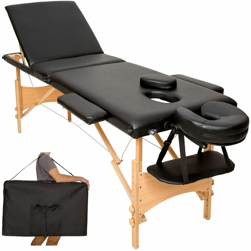 Day Plus - Folding Massage Table, Wooden Beauty Bed 3 Section, Portable and Lightweight Therapy Bed with Carry Bag, Easy to Transport, Max Loading
