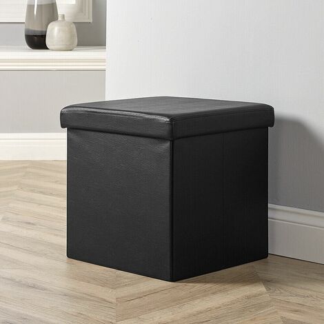 Folding Ottoman Square Black