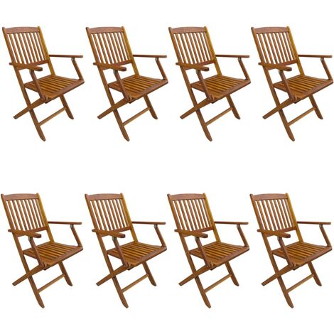 Folding Outdoor Chairs 8 pcs Solid Acacia Wood
