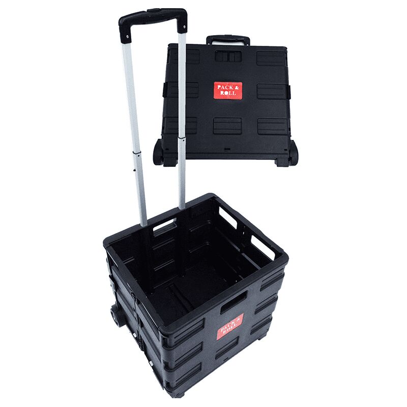 Securefix Direct - Folding Pack & Roll Shopping Cart - Plastic Heavy Duty Trolley Car Boot Wheels
