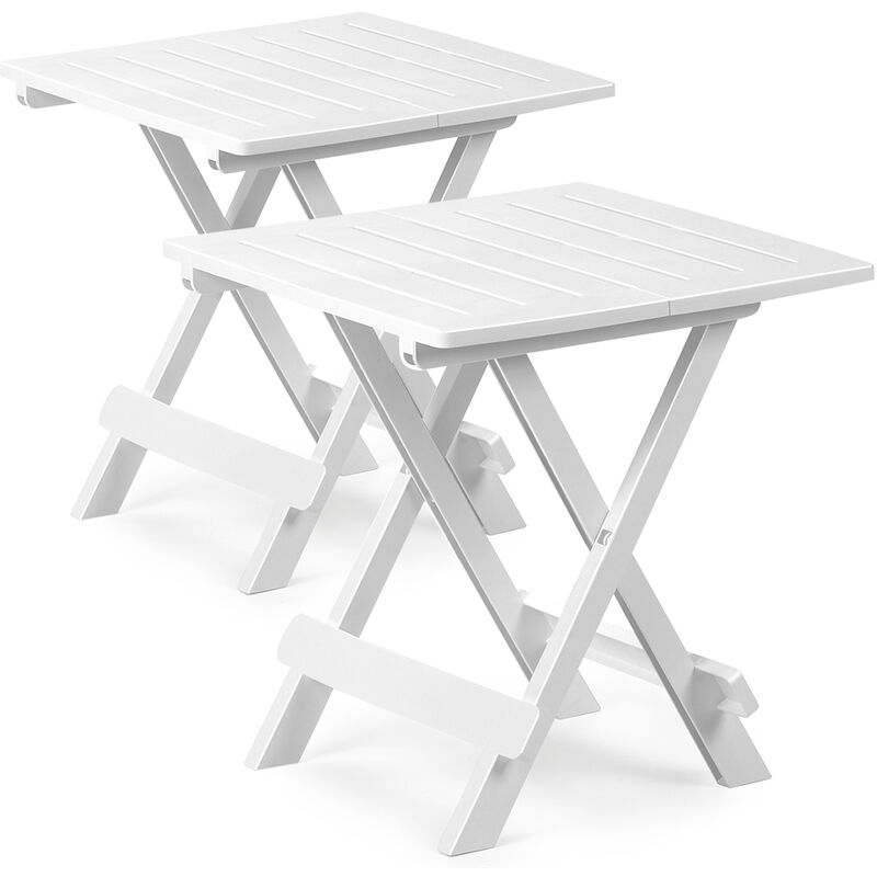 Plastic Side Table Snack Table Green or White - 45cm x 43cm x 50cm 2x White