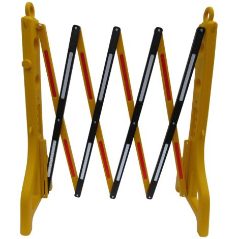 Folding Safety Barrier 2.3m (Crowd Control Retractable Expandable Yellow Temporary Extending)