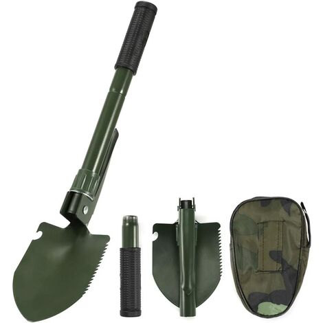 Folding Shovel, 4 in 1 Multifunctional Folding Shovel, Gardening Tool with Carrying Pouch for Camping, Hiking, Outdoor Activities