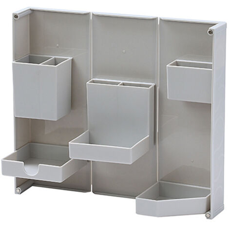 Folding Standable Stationery Box Office Pencil Holder Desktop Magnetic Plastic Makeup Case Gray