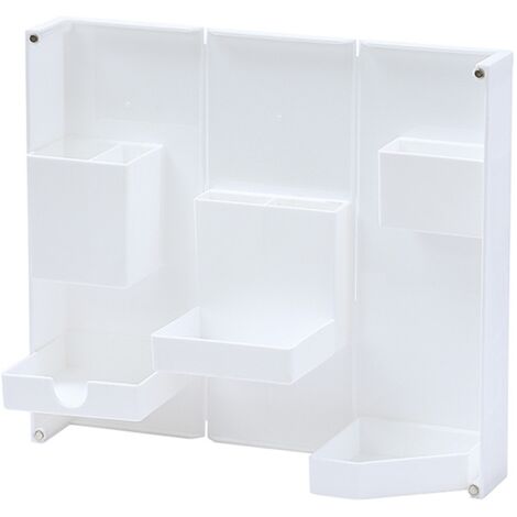 Folding Standable Stationery Box Office Pencil Holder Desktop Magnetic Plastic Makeup Case White