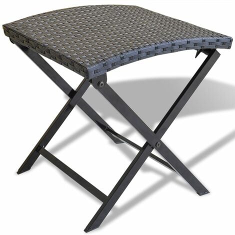 Folding Stool Poly Rattan Black vidaXL