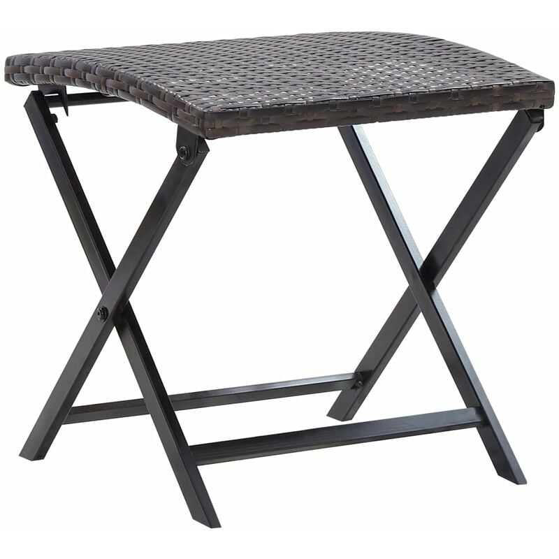 Folding Stool Poly Rattan Brown vidaXL