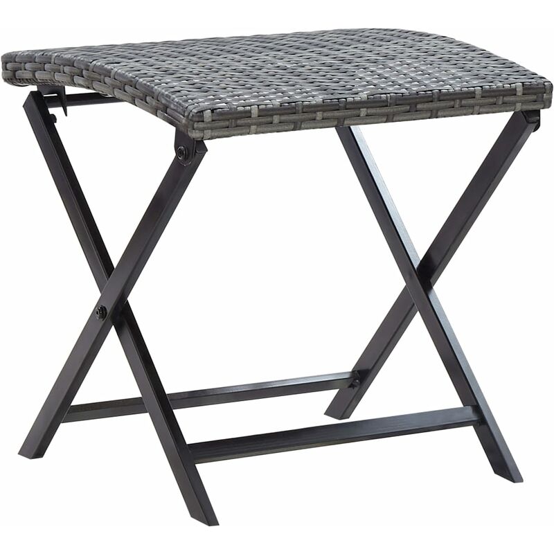 Folding Stool Poly Rattan Grey Vidaxl