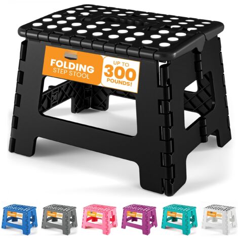 Folding Stool Portable Non-slip Sturdy 600lbs Load Carry Handle Space Saving Foldable