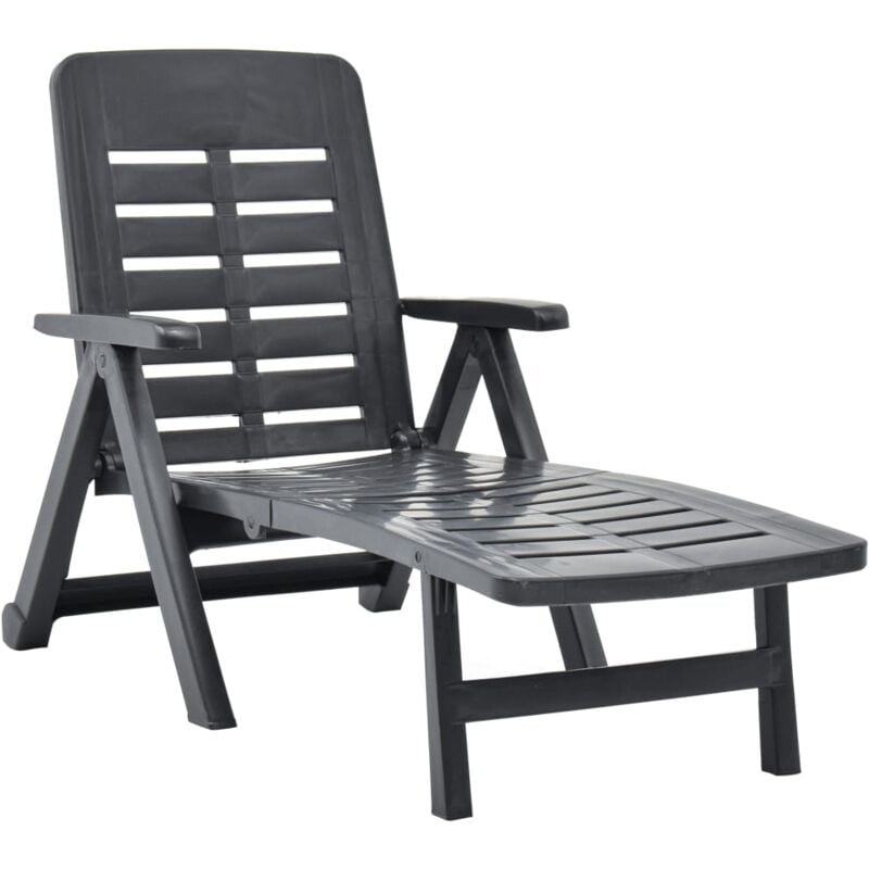 Folding Sun Lounger Plastic Anthracite Vidaxl