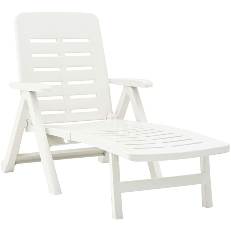 Folding Sun Lounger Plastic White Vidaxl