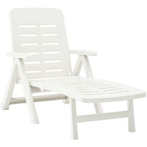 Folding Sun Lounger Plastic White vidaXL